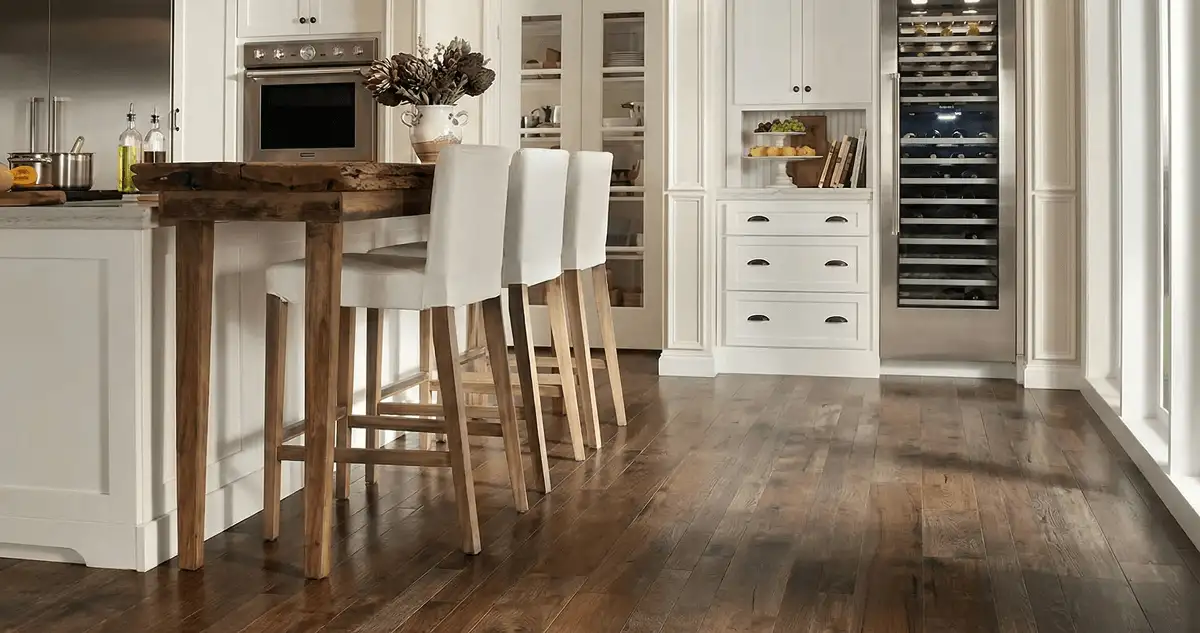 Professionally installed and refinished hardwood flooring in a residential home, showcasing smooth finish and natural wood tones in Columbus, OH